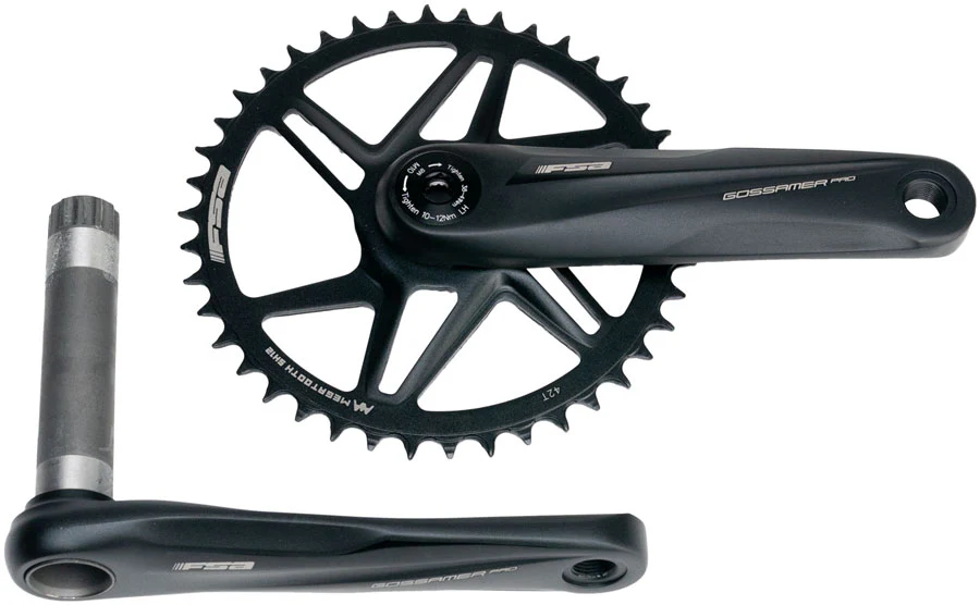Full Speed Ahead Gossamer Pro AGX+ 1x Crankset - 160mm For Shimano 12-Speed HG+ 42t Direct Mount MegoExo Spindle BLK