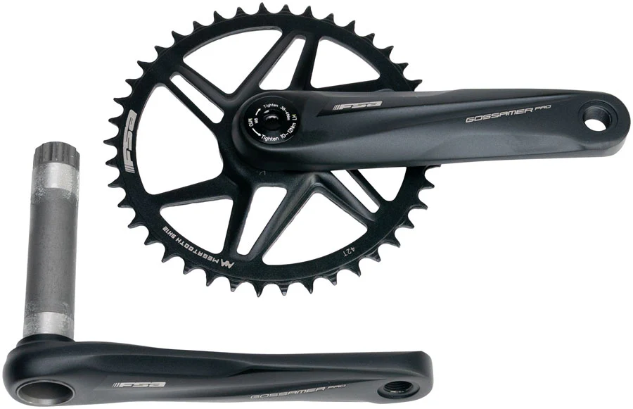 Full Speed Ahead Gossamer Pro AGX+ 1x Crankset - 165mm For Shimano 12-Speed HG+ 42t Direct Mount MegoExo Spindle BLK