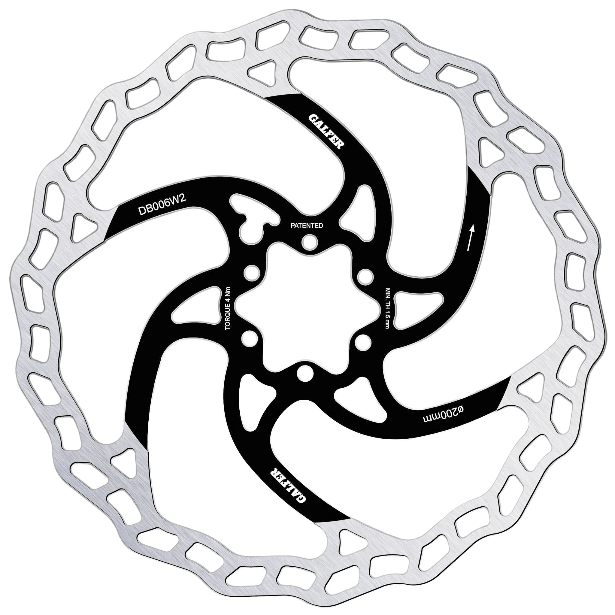 Galfer 200mm Rotor 6-Bolt 2.0mm Black/Silver