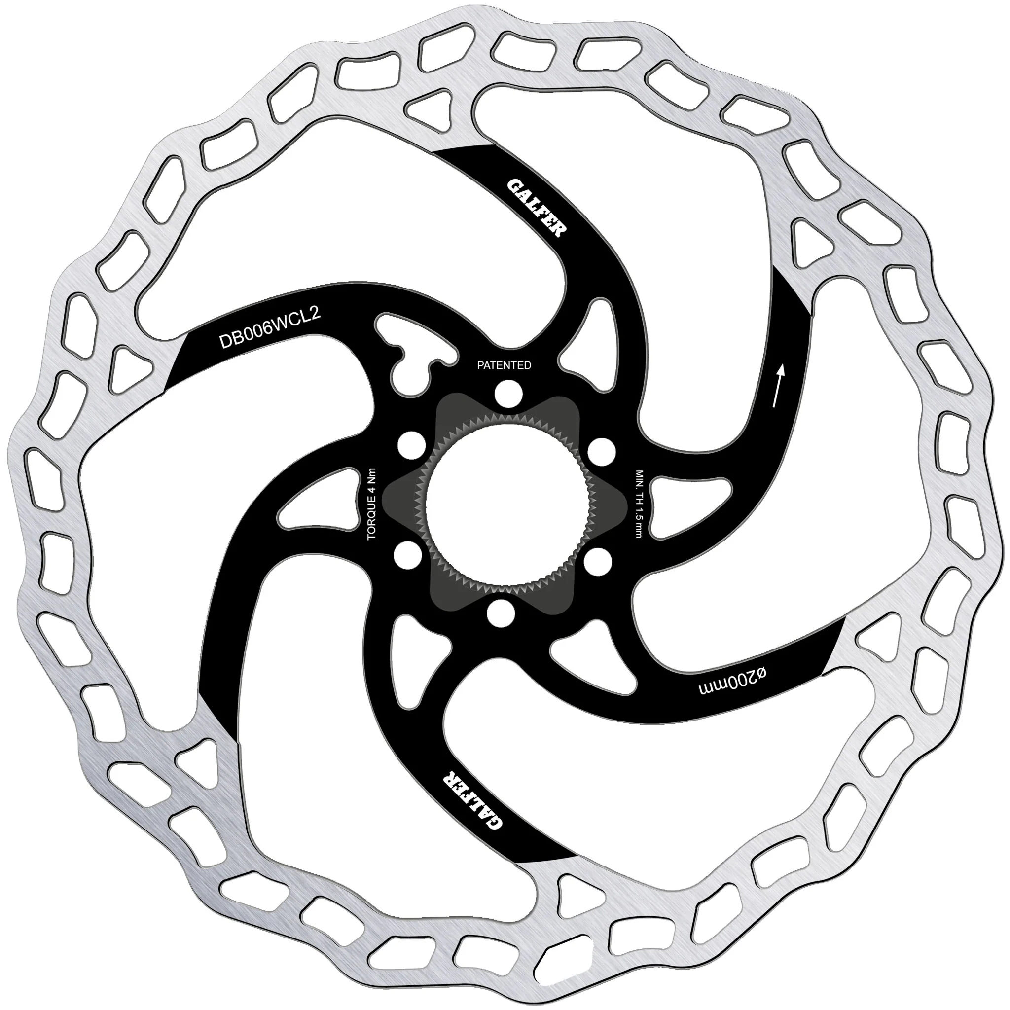 Galfer 200mm Rotor Center Lock 2.0mm Black/Silver
