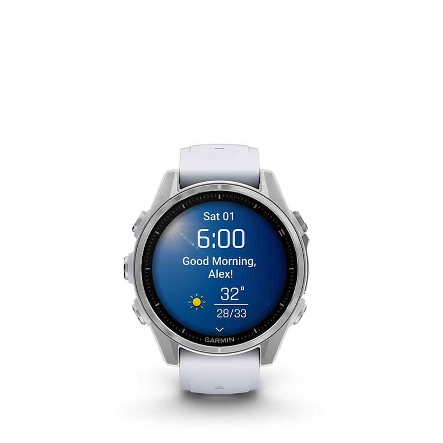 Garmin fenix 8 AMOLED 43mm Watch Watch Color: Silver Wristband: Whitestone - Silicone
