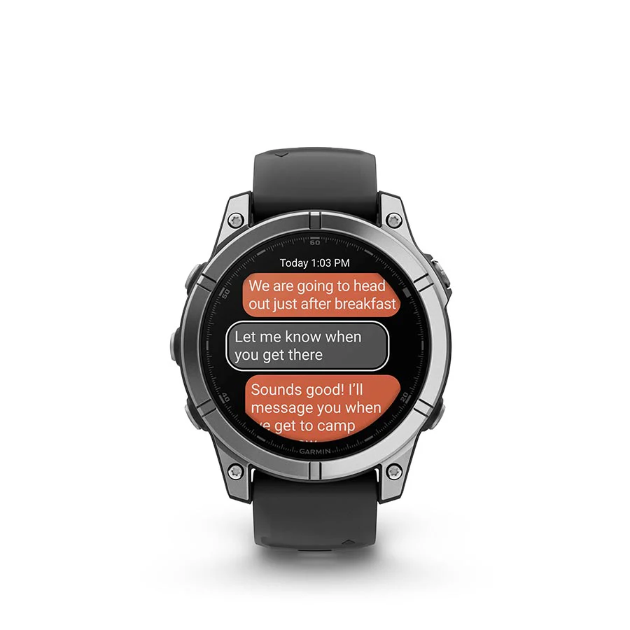 Garmin fenix E AMOLED 47mm Watch Watch Color: Stainless Wristband: Black - Silicone