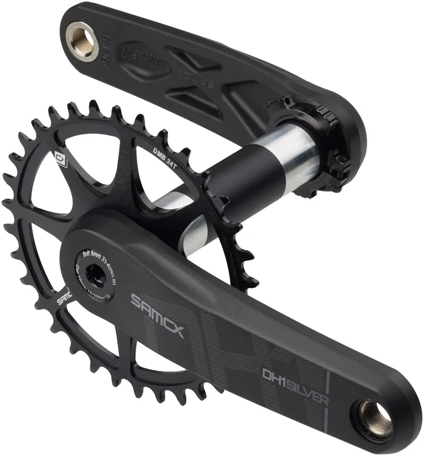 Samox Silver DH-1 Crankset - 155mm 3-Bolt Direct Mount 34t Chainring 28.99mm DUB Type Spindle BLK