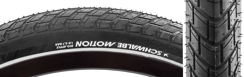 Schwalbe Motion Big Apple Tire - 26 x 2.00 Clincher Wire BLK/Reflex Standard RaceGuard Addix Green E-25