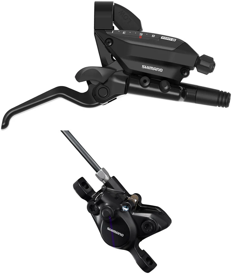Shimano ST-EF515-8R EZ Fire Plus Shift/Brake Lever BR-MT200 Disc Brake Caliper - Right/Rear 8-Speed Post Mount 2-Piston  BLK
