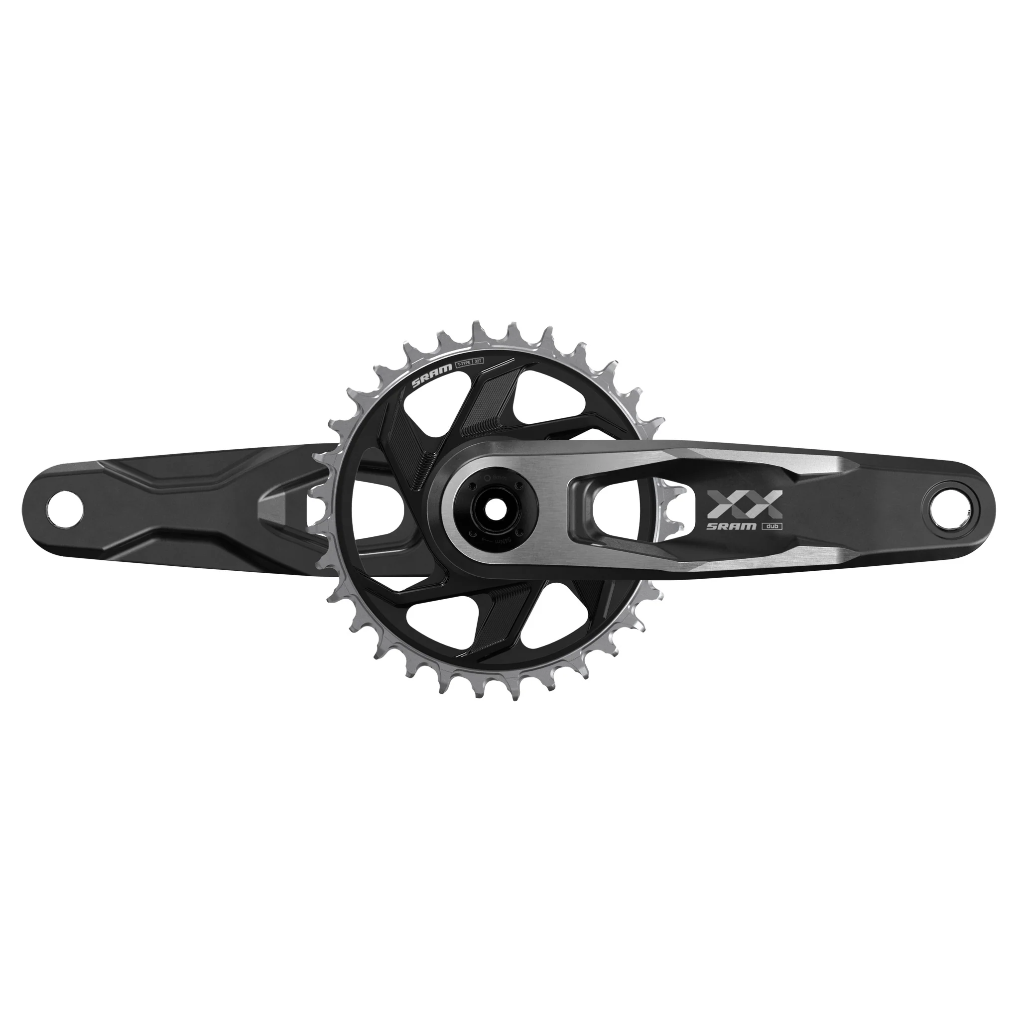 SRAM XX Downhill T-Type Crankset - 165mm 7-Speed 34t 3mm Offset Chainring Direct Mount 55mm Chainline DUB Wide Spindle BLK