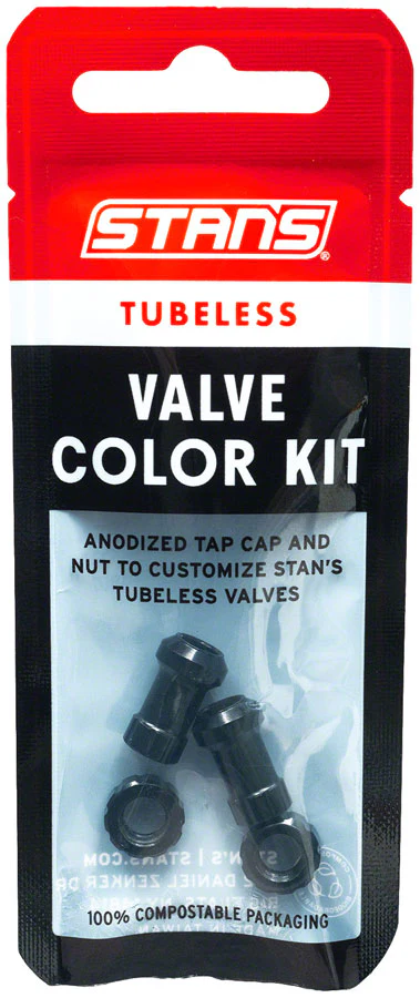Stan's Tubeless Valve Stem Cap Color Kit - Black Pair - Image 3
