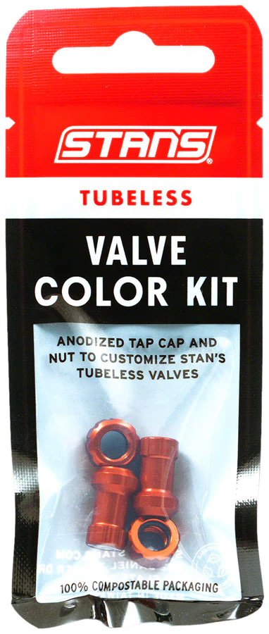 Stan's Tubeless Valve Stem Cap Color Kit - Orange Pair - Image 3
